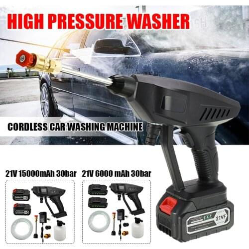 21V Cordless Car Washer Portable High Pressure Water Gun Handheld Cleaner Window Floor Cleaning Gun Rechargeable Lithium Battery