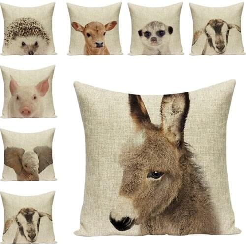 Cartoon Animals Printed Cushions Cover Art Decorative Cute Pillow For Chair Pillowcase Car Seat Accessories Cushions Home Decor
