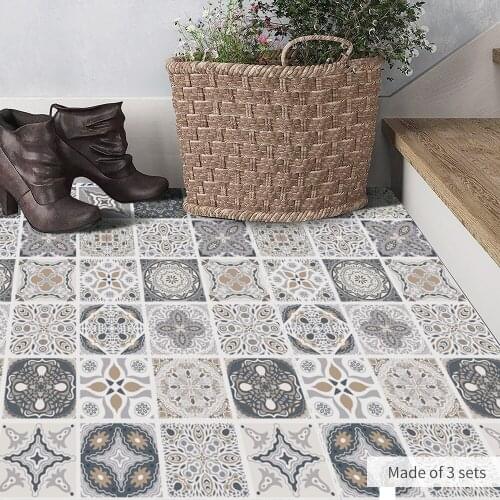Tile Decal 3D Floor Stickers Wall Stickers Waterproof Removable Anti-slip Art Mural Bathroom Living Bedroom Decor 60x120cm