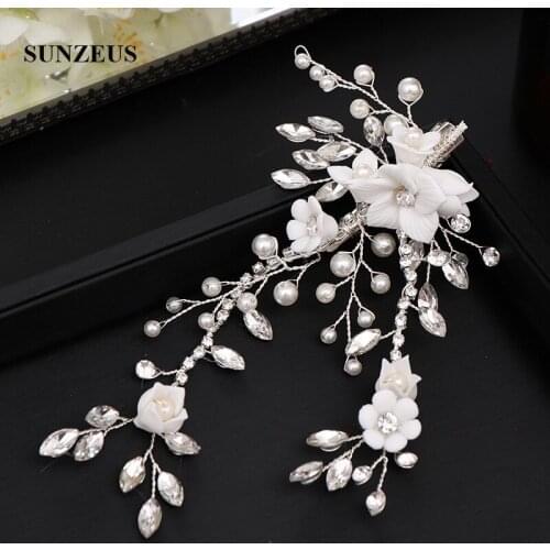 2020 New Crystal Headpiece Pearls Flowers Bride Wedding Head Decorations bruidsaccessoires SQ445