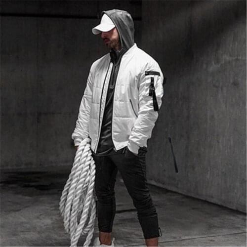 New season warm cotton-padded clothes men muscle fitness brothers tide coat cotton-padded jacket mens leisure coat