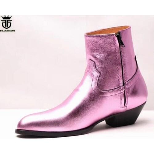 Catwalk trend wedge Skinny Slim Leather Gentlemen Pointed Toe Boots Personalized Causal Dress party Denim Shoes