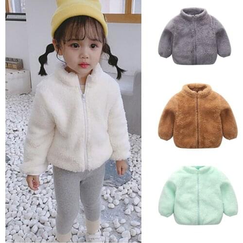 Autumn Winter 1-5 Years Kids Babys Clothes Girl Warm Jacket Plush Fleece Warm Down Coat Snowsuit Zip Up Childrens Clothing