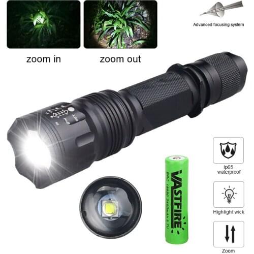 Outdoor 1300 Lumens LED Flashlight Powerful Zoom 5 Modes Torch IP65 Waterproof Camping Hunting Handheld Lantern Emergency Light