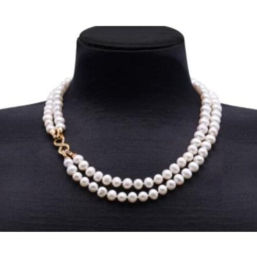 9.5-10mm White Freshwater Pearl Necklace Strand with Multiple-use
