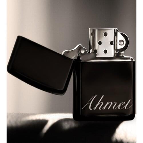 Personalized Handwritten Name Design Black Gasoline Metal Çakmak-11