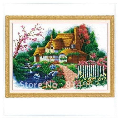 Embroidery Package 3 Pieces (1 lot=3 pieces) 5-15Business Days Luxurious Cottage Tree Flowers Plants Cabin country Cross Stitch