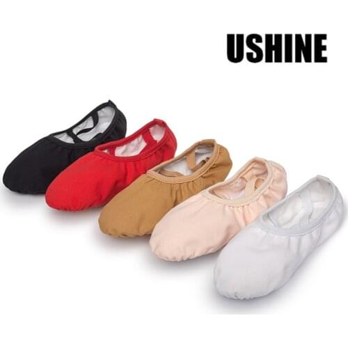 USHINE professional full elastic shoelace training body shaping yoga Belly ballet dance shoes balletrina kids girl woman