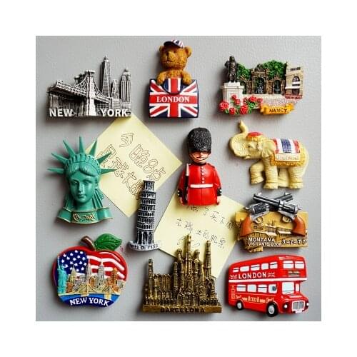 World country USA london new york American France paris tourism souvenirs fridge magnet stikcer paste kitchen home decoration