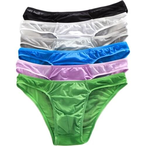 6PCS Mens Low Rise Underwear Briefs Sexy Breathable Lingerie See Through Mesh Penis Pouch Underpants Hombre Panties Transparent