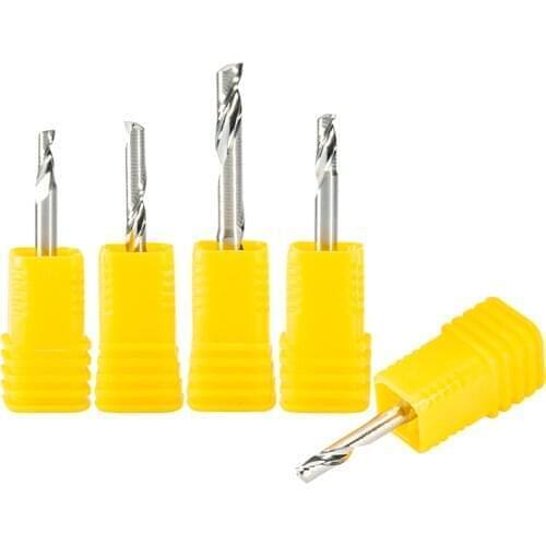 3pcs One Flute Carbide End Mills Aluminum Cutting Milling Cutter Spiral Router Bit CNC End Mill 3.175mm 1/8" x 17mm 6mm 12mm