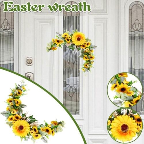 Spring Wreath Artificial Yellow Sunflower Wreath Decorative for Home Front Door Wall Easter Party Doors And Windows Home Decor
