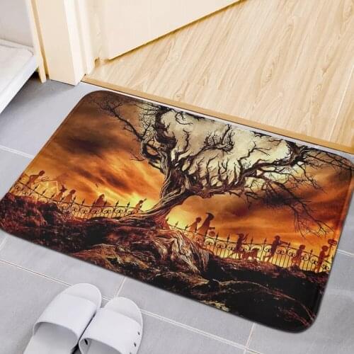Upetstory Printing Halloween Style Entrance Doormat Designer Home Decor Tree Print Floor Door Mat Carpet for Kitchen Room