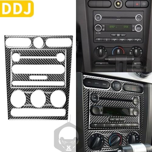 Carbon Fiber For Ford Mustang GT S197 2005 2006 2007 2008 2009 AC CD Radio Knob Frame Panel Cover Sticker Trim Car Accessories