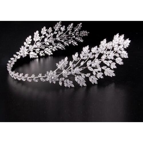 European Style Women Zirconia Inlayed Full Crystal Headband Bride Headpiece Ladies Crown Tiaras for Wedding Birthday Party