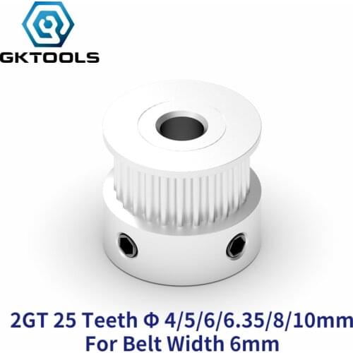 GKTOOLS GT2 Timing Pulley 25 teeth Tooth Bore 4mm 5mm 6mm 6.35mm 8mm for width 6mm 2GT Synchronous Belt Small backlash 25Teeth