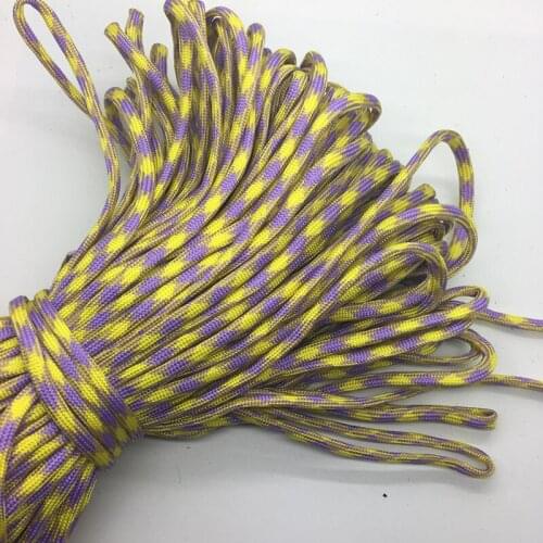 10yards/Lot Mix color Paracord Bracelets Rope 7 Strand Parachute Cord CAMPING HiKING Yellow+Purple