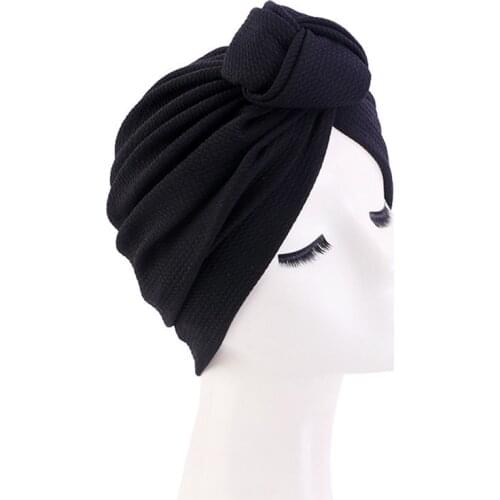 2021 Muslim Hijab Scarf Ladies Knotted Soild Color Headbands Women Turban Hat Headwrap Stretchy Hairband Muslim Hijab Headscarf