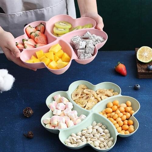 Nordic Style 4 Compartment Food Storage Tray Dried Fruit Snack Plate Appetizer Serving Platter Candy Pastry Nuts Dish Organizer