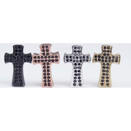 5Pcs/Lot DIY Bracelet & Necklace Making Micro Pave CZ Cross Accessories 4Colors Cubic Zircon Cross DIY Charm Beads Jewelry