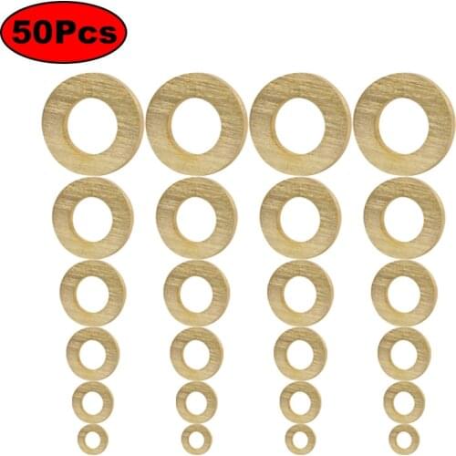 50Pcs Brass Flat Washer Shim Copper gasket M2 M2.5 M3 M4 M5 M6 M8 M10 Flat Washer Thickness 0.4/0.5/0.8/1/1.2mm