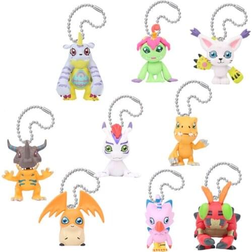 Digimon Adventure Kids Toys Anime Figures Key Chains Greymon Zudomon Tentomon PVC Action Figures Collections Model Dolls Gifts