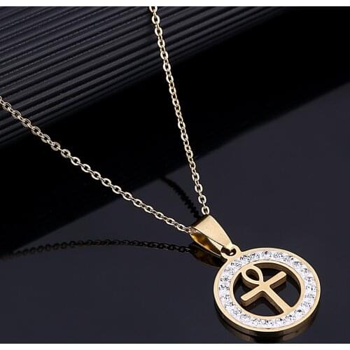 Egyptian Ankh Cross Necklace For Woman Girls Egypt Hieroglyphs Crux Ansata Jewelry