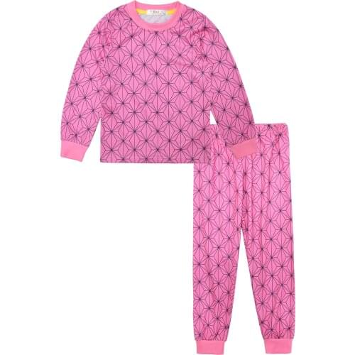 Hot Sale Anime Demon Slayer Tanjirou Kamado Nezuko Cosplay Kids Boys Pyjamas Kimono Cosplay Costume Pink Pullover Pajamas Sets