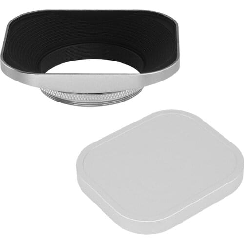 Haoge 43mm Square Metal Screw-in Lens Hood with Cap for Carl Zeiss Biogon T ZM 35mm f2.8 35mm f2, Leica X Typ 113 Lens Silver