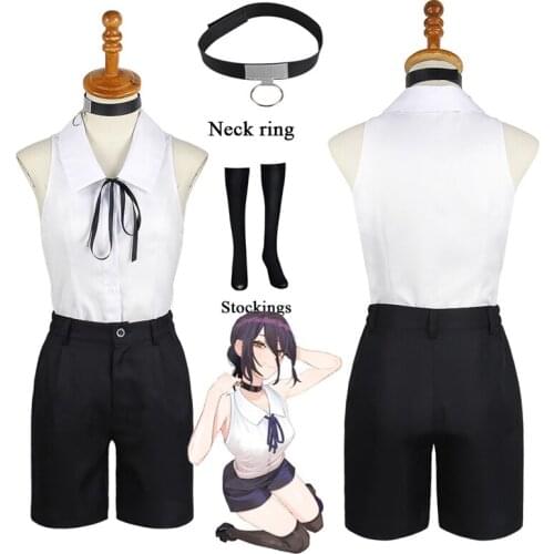 Chainsaw Man Reze Cosplay Costumes Anime Top Pants Stocking Accessories Wig Uniform Sets for Women Girls Halloween Carnival