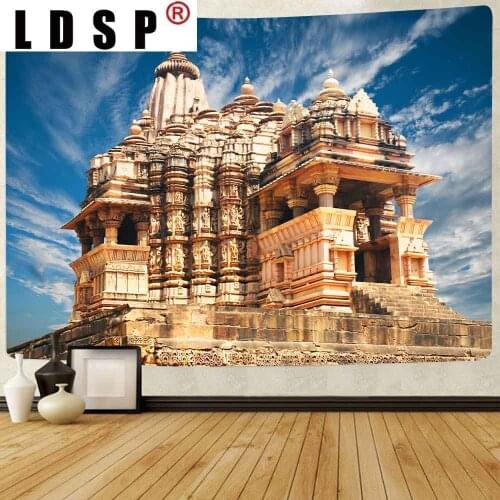 LDSP Home Decor Festival Tapestry Eid Muslim Castle Princely Building Ramadan Art Wall Hanging Tapestries Banner for Living Room