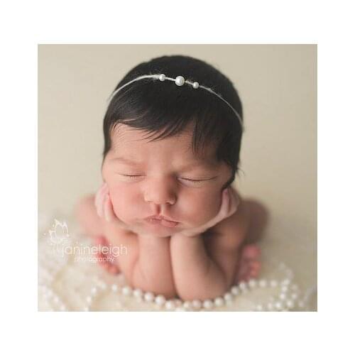 Cute 1PCS Girls Faux Pearl Headband Baby Bow Tie Hemp Headwrap Photo Props Newborn Toddler Infant Headwear Hair Accessories