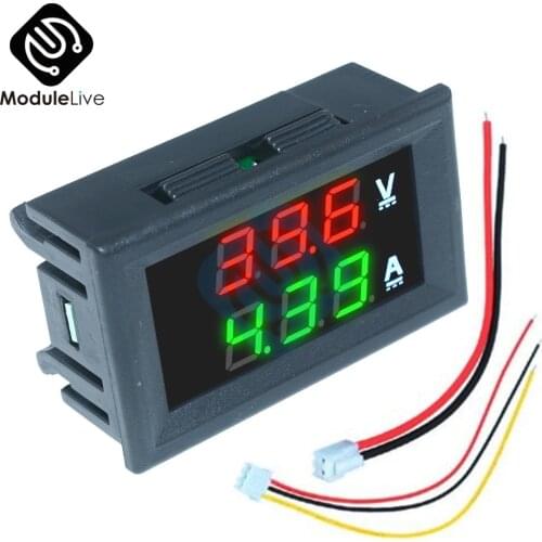 0.56inch Mini Digital Voltmeter Ammeter DC 100V 10A Panel Amp Volt Voltage Current Meter Tester 0.56" Green Red Dual LED Display