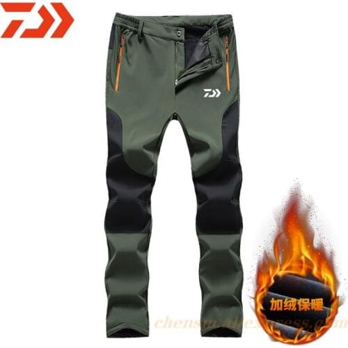 Daiwa 2021 New Men Winter Softshell Hiking Fleece Pants Outdoor Sportswear Fishing Climbing Skiing Warm Windproof Trousers