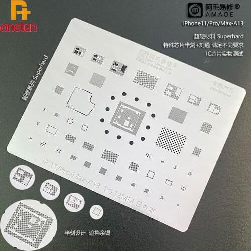 Amao Newest BGA Stencil For iPhone11/Pro/Max/A13 BGA Net Stencil intermediate network /A13CPU/IP11/ steel network
