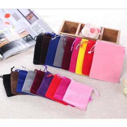 Wholesale 100Pcs Velvet bags Jewelry bag Drawstring Pouch Jewelry Display Wedding candy Packing Gift Bags& Pouches free shipping