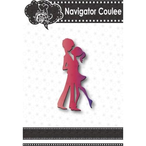 Couple dancing ladies circle frame metal cutting die cut to die scrapbook photo album cardboard embossing craft DIY die cutting