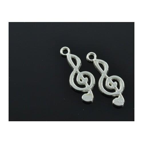 30pcs Silver Plated musical note Charms alloy Pendants for Bracelet Necklace Jewelry Making Accessories DIY 26*10mm P201