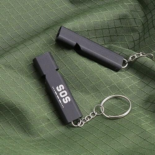 Portable aluminum safety whistle double lifesaving emergency SOS outdoor survival whistle