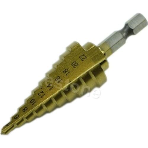 Hex Titanium Step Cone Drill Bit Hole Cutter 4-22mm HSS 4241 for Sheet Metal Durable