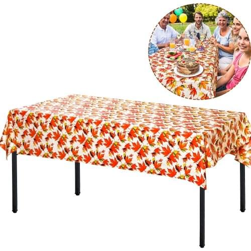 Thanksgiving Fall Maple Leaves Tablecloths, Autumn Harvest Plastic Table Cover Decoration