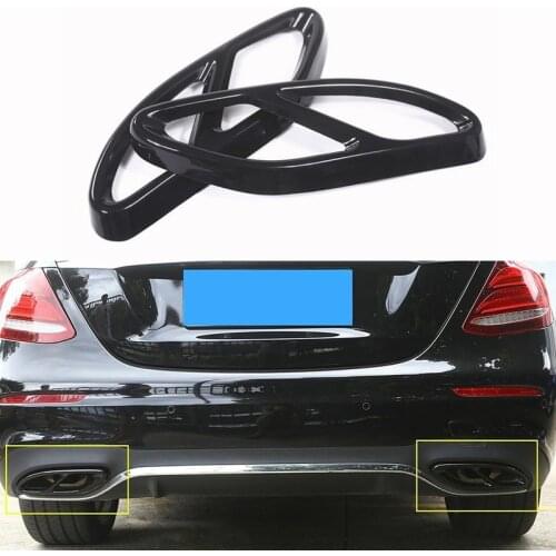 Car Styling Exhaust Tail Pipes Decoration Frame Black Tail Throat Pipe Modified Cover Trim For Mercedes Benz GLC C E Class W205