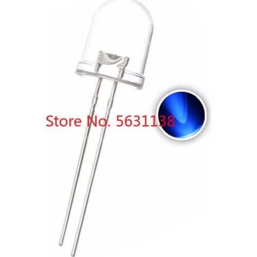 50PCS F10 10MM Blue DIP LED Emitting Diode 455-465nm 3V 20mA Round Head WATER CLEAR Ultra bright Lamps light beads wholesale