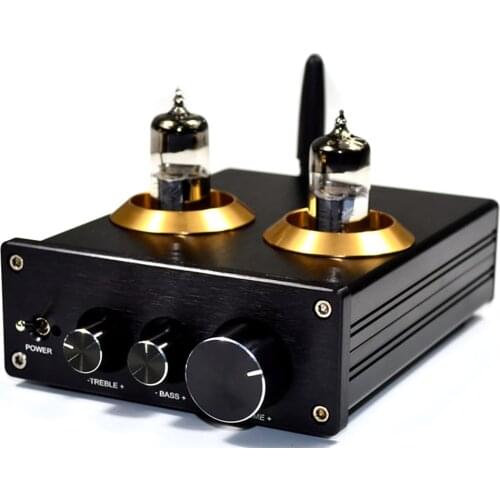 KLW Low Current Noise High Signal-to-Noise Ratio 6J5 Tube Tone Preamp Bluetooth 4.2 APTX Power Amplifier