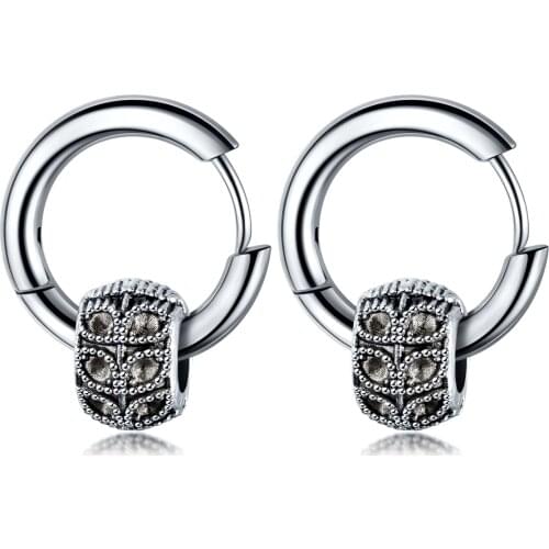 Vintage Punk Stainless Steel Round Beads Hoop Earrings For Men Women 2020 Trendy Hip Hop Minimalist Jewelry Accessories Earrings