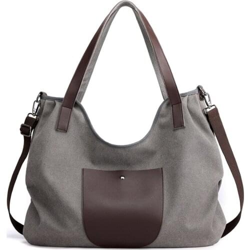 Large capacity casual art one-shoulder woman bag, retro simple tote canvas bag