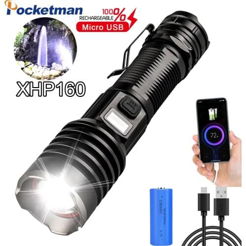 Brightest XP160 LED flashlight 6 Modes Aluminum Alloy Torch LanternaTactical flashlight Lantern power by 18650 26650 for Camping