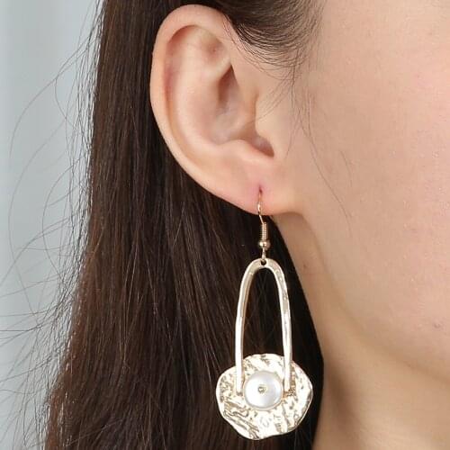 2020 New Fashion Geometrical Shape Long Pendientes Mujer Moda Water Drop Simulated Pearl Dangle Earrings Gifts