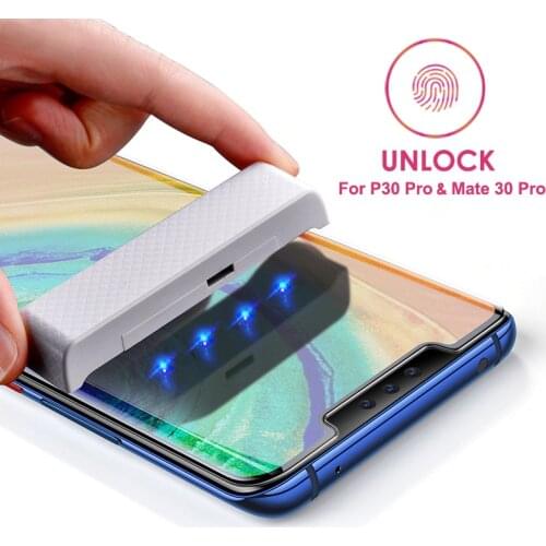 UV Liquid Full Glue Tempered Glass For Huawei Mate 30 Pro P20 Pro P30 P20 UV Screen Protector For Huawei P30 P20 Pro Mate 20Lite