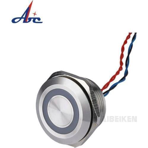 12V/24V RG/RB/RGB Ring LED Illuminated 25mm/30mm Dia Chamfer Head Momentary IP68 IK09 Piezo /Touch Switch